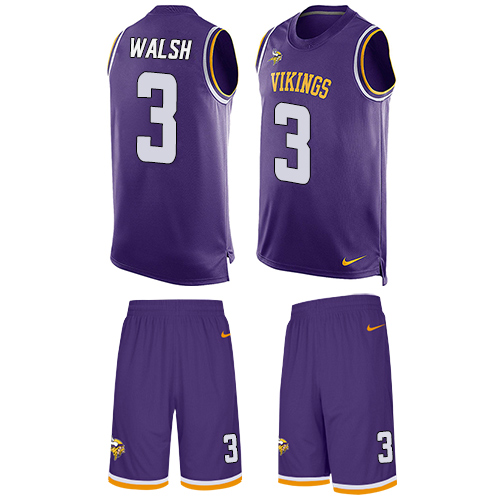 Nike Vikings #3 Blair Walsh Purple Team Color Men's Stitched NFL Limited Tank Top Suit Jersey - Click Image to Close